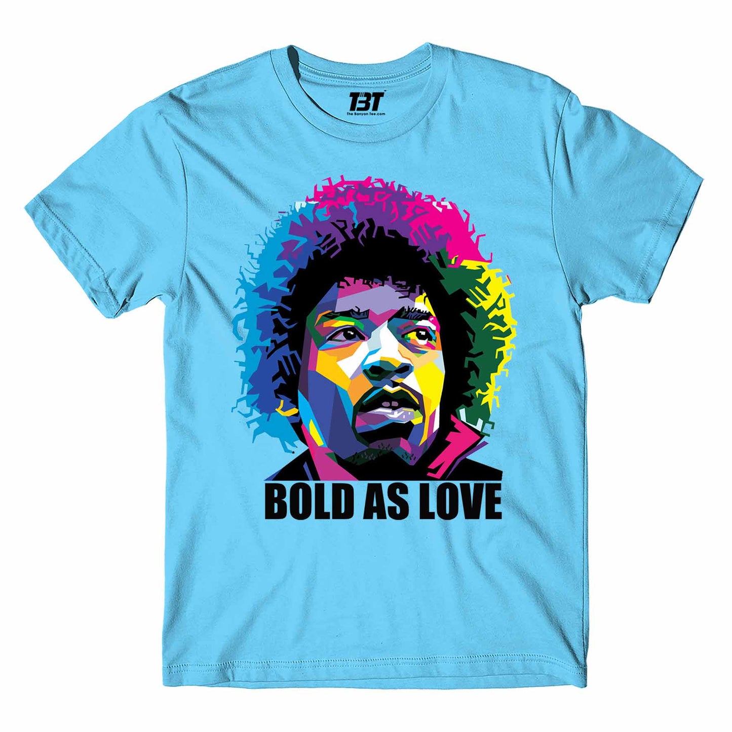 jimi hendrix bold as love t-shirt music band buy online united states of america usa the banyan tee tbt men women girls boys unisex sky blue