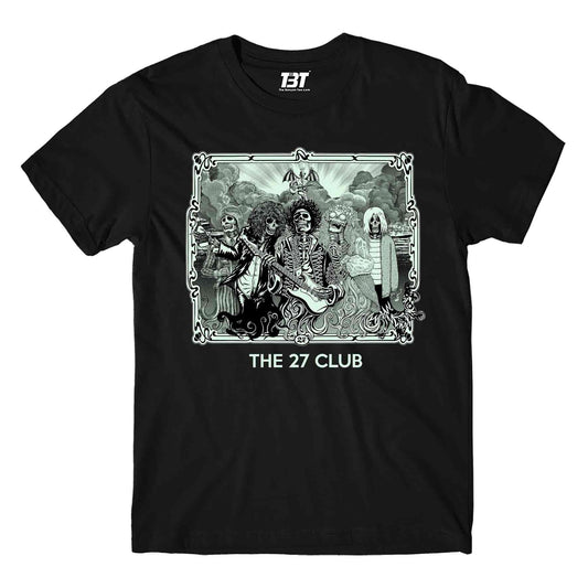 jimi hendrix the 27 club t-shirt music band buy online united states of america usa the banyan tee tbt men women girls boys unisex black