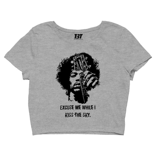 jimi hendrix kiss the sky crop top music band buy online united states of america usa the banyan tee tbt men women girls boys unisex gray