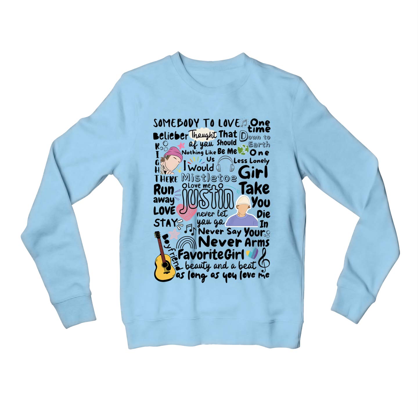 justin bieber bieber beats sweatshirt upper winterwear music band buy online united states usa the banyan tee tbt men women girls boys unisex baby blue