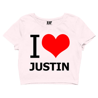 justin bieber i love justin crop top music band buy online united states of america usa the banyan tee tbt men women girls boys unisex white