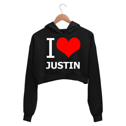 justin bieber I love justin crop hoodie hooded sweatshirt upper winterwear music band buy online india the banyan tee tbt men women girls boys unisex black