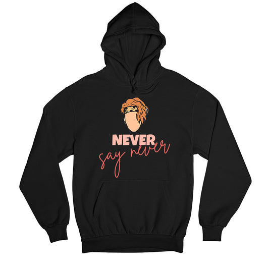 justin bieber never say never hoodie hooded sweatshirt winterwear music band buy online united states usa the banyan tee tbt men women girls boys unisex black