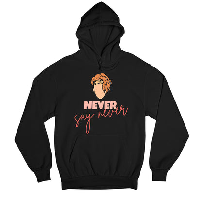 justin bieber never say never hoodie hooded sweatshirt winterwear music band buy online usa united states of america the banyan tee tbt men women girls boys unisex black