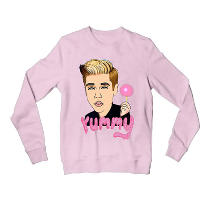 justin bieber yummy sweatshirt upper winterwear music band buy online united states usa the banyan tee tbt men women girls boys unisex baby pink