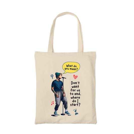 justin bieber what do you mean tote bag hand printed cotton women men unisex