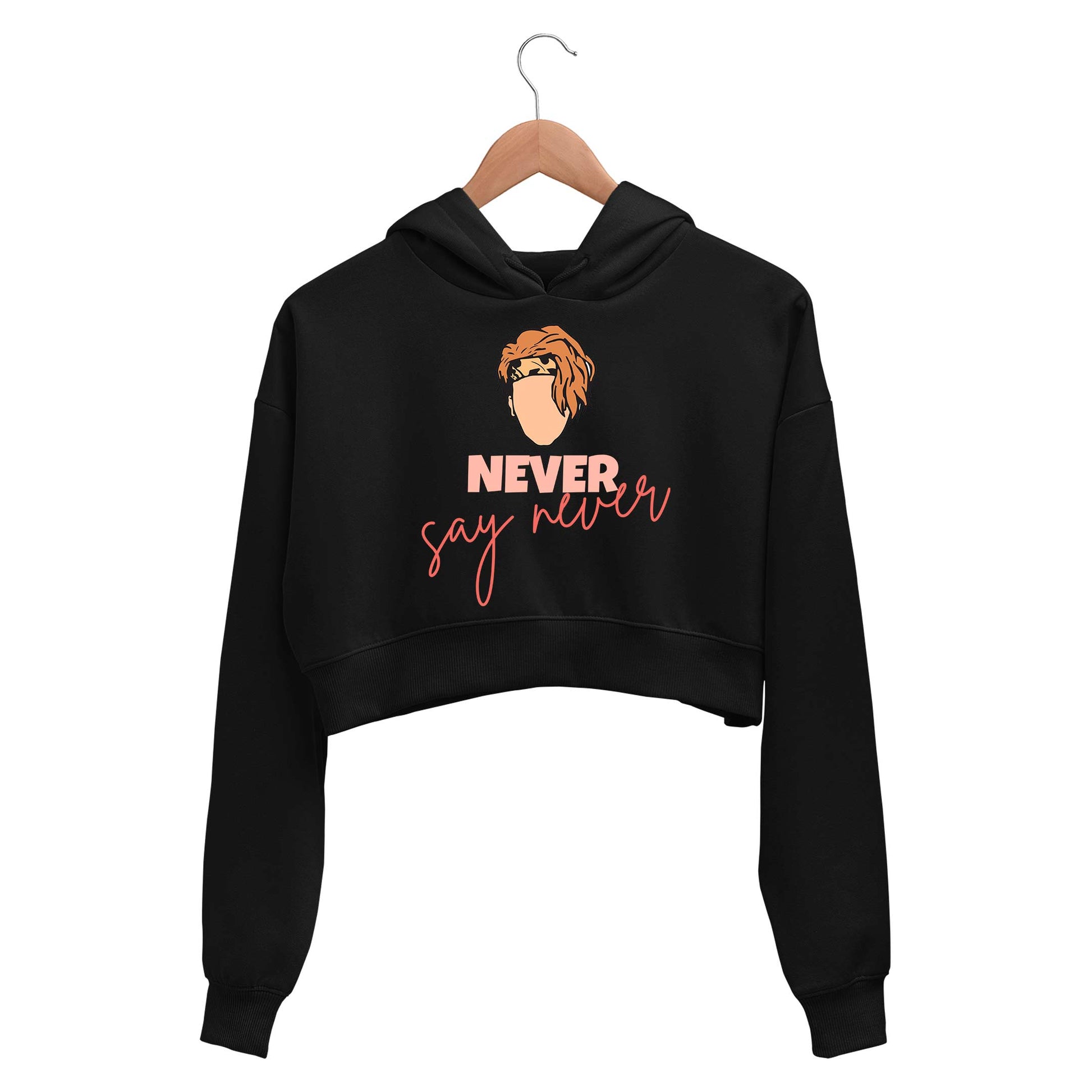 justin bieber never say never crop hoodie hooded sweatshirt upper winterwear music band buy online india the banyan tee tbt men women girls boys unisex black