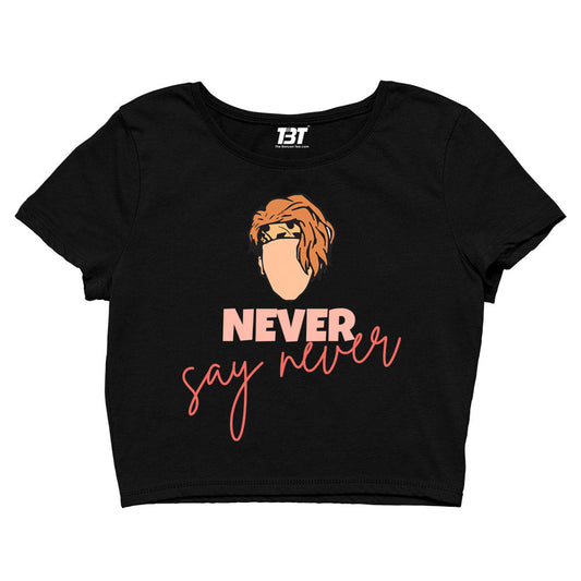 justin bieber never say never crop top music band buy online united states of america usa the banyan tee tbt men women girls boys unisex black