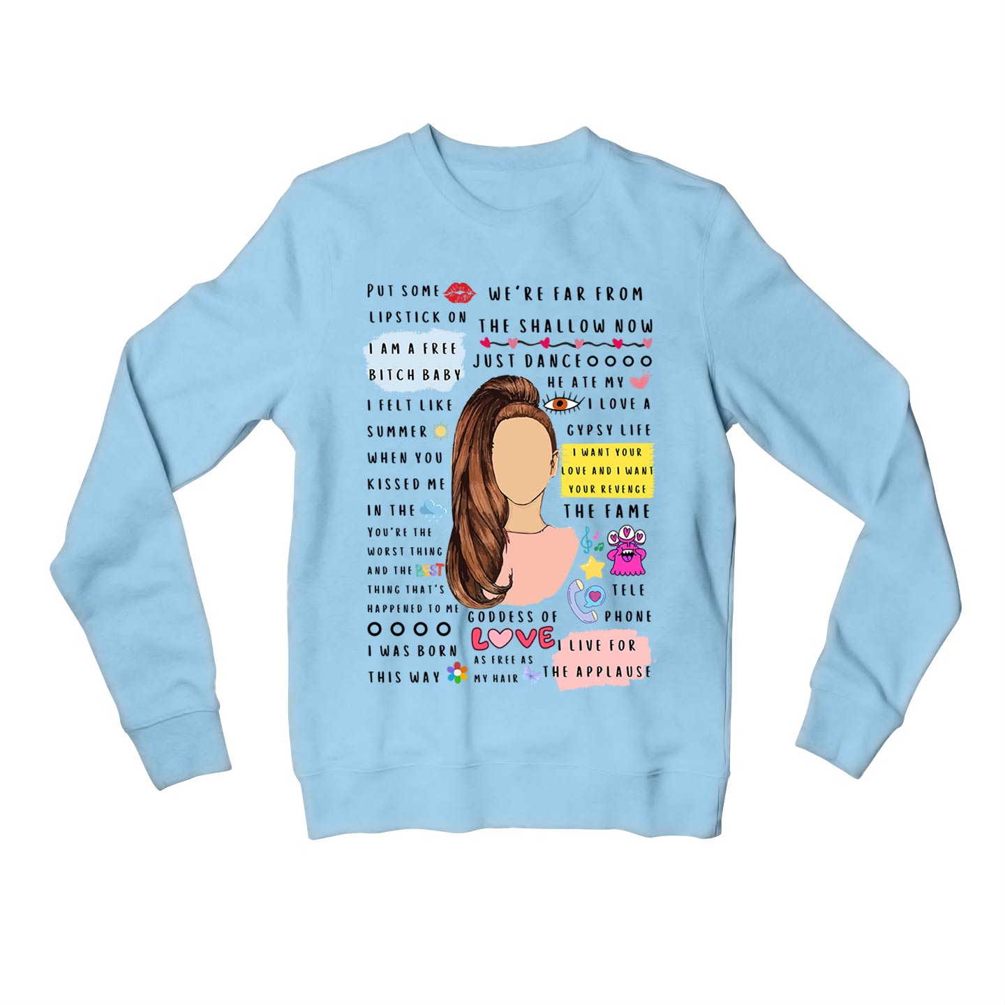 lady gaga gagaverse sweatshirt upper winterwear music band buy online united states usa the banyan tee tbt men women girls boys unisex baby blue