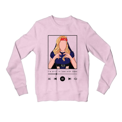 lady gaga judas sweatshirt upper winterwear music band buy online united states of america usa the banyan tee tbt men women girls boys unisex baby pink