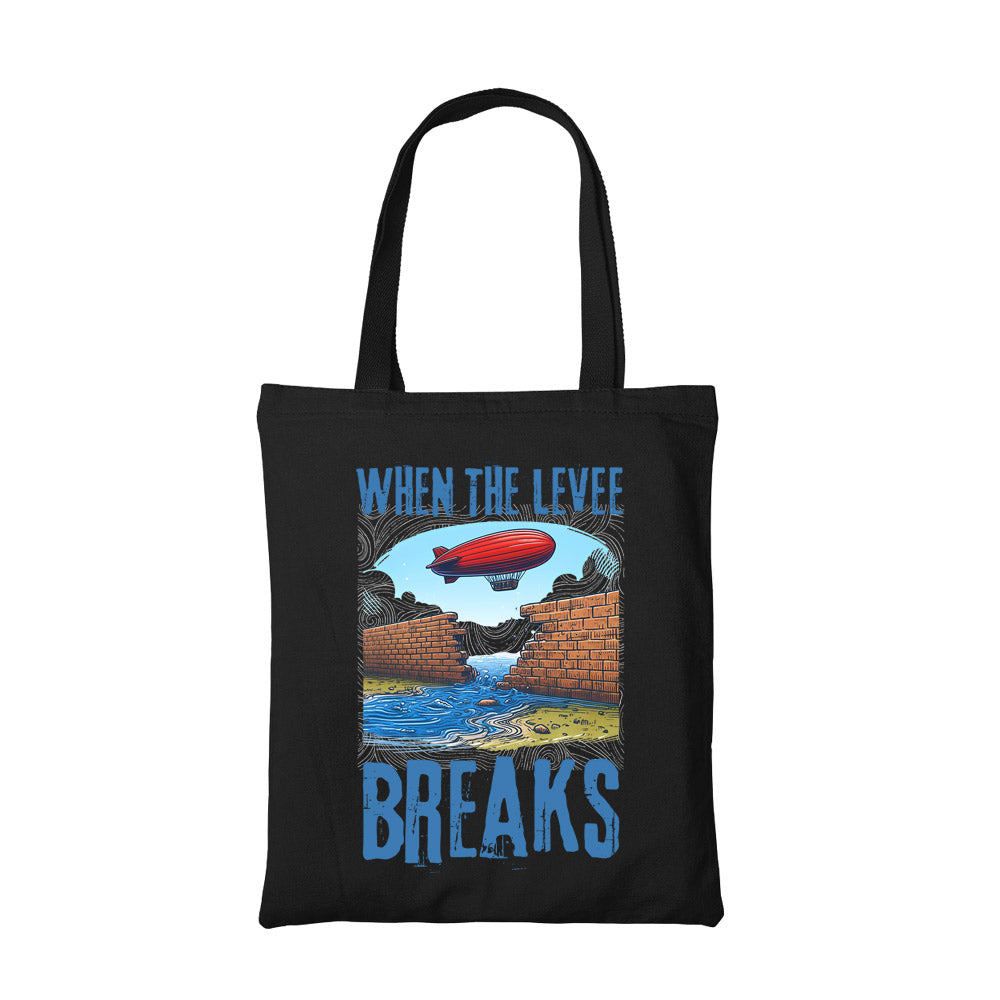 led zeppelin when the levee breaks tote bag music band buy online united states of america usa the banyan tee tbt men women girls boys unisex  