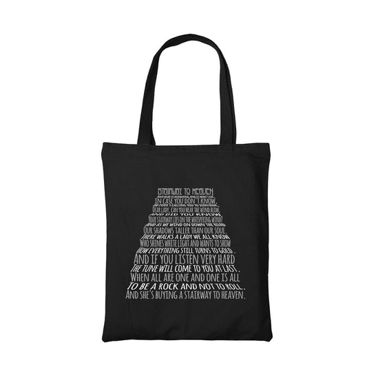 led zeppelin stairway to heaven tote bag hand printed cotton women men unisex