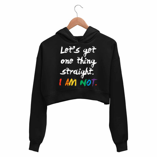pride let's get one thing straight crop hoodie hooded sweatshirt upper winterwear printed graphic stylish buy online india the banyan tee tbt men women girls boys unisex black - lgbtqia+