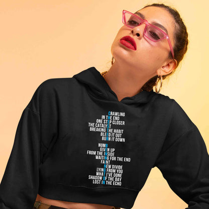 linkin park chester crop hoodie hooded sweatshirt upper winterwear music band buy online india the banyan tee tbt men women girls boys unisex black