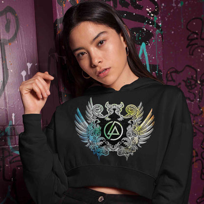 linkin park emblem crop hoodie hooded sweatshirt upper winterwear music band buy online india the banyan tee tbt men women girls boys unisex black