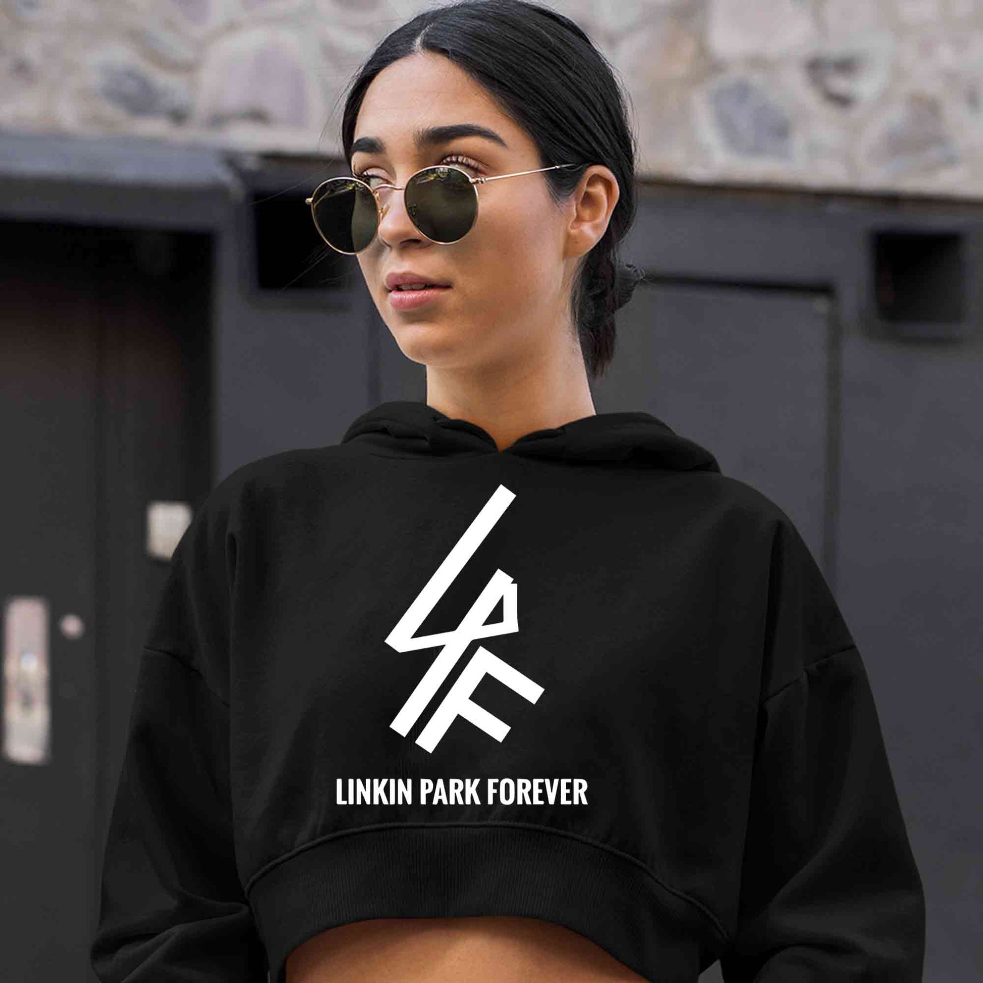linkin park forever crop hoodie hooded sweatshirt upper winterwear music band buy online india the banyan tee tbt men women girls boys unisex black