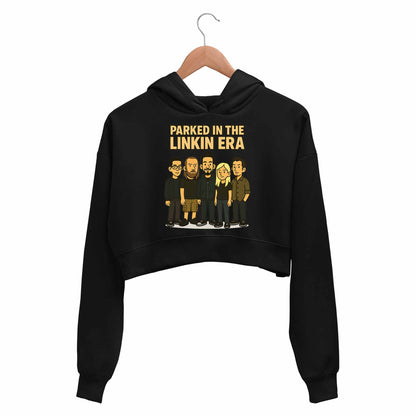 linkin park parked in the linkin era crop hoodie hooded sweatshirt upper winterwear music band buy online united states usa the banyan tee tbt men women girls boys unisex black
