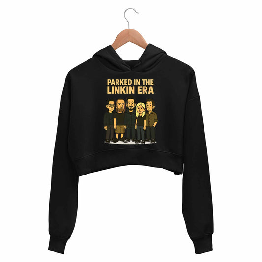 linkin park parked in the linkin era crop hoodie hooded sweatshirt upper winterwear music band buy online united states usa the banyan tee tbt men women girls boys unisex black