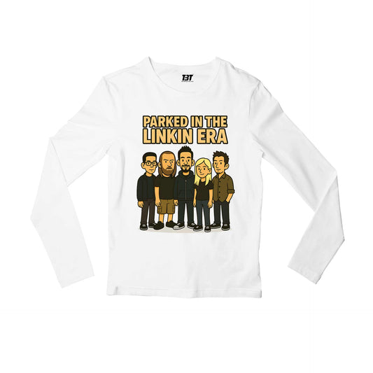 linkin park parked in the linkin era full sleeves long sleeves music band buy online united states usa the banyan tee tbt men women girls boys unisex white