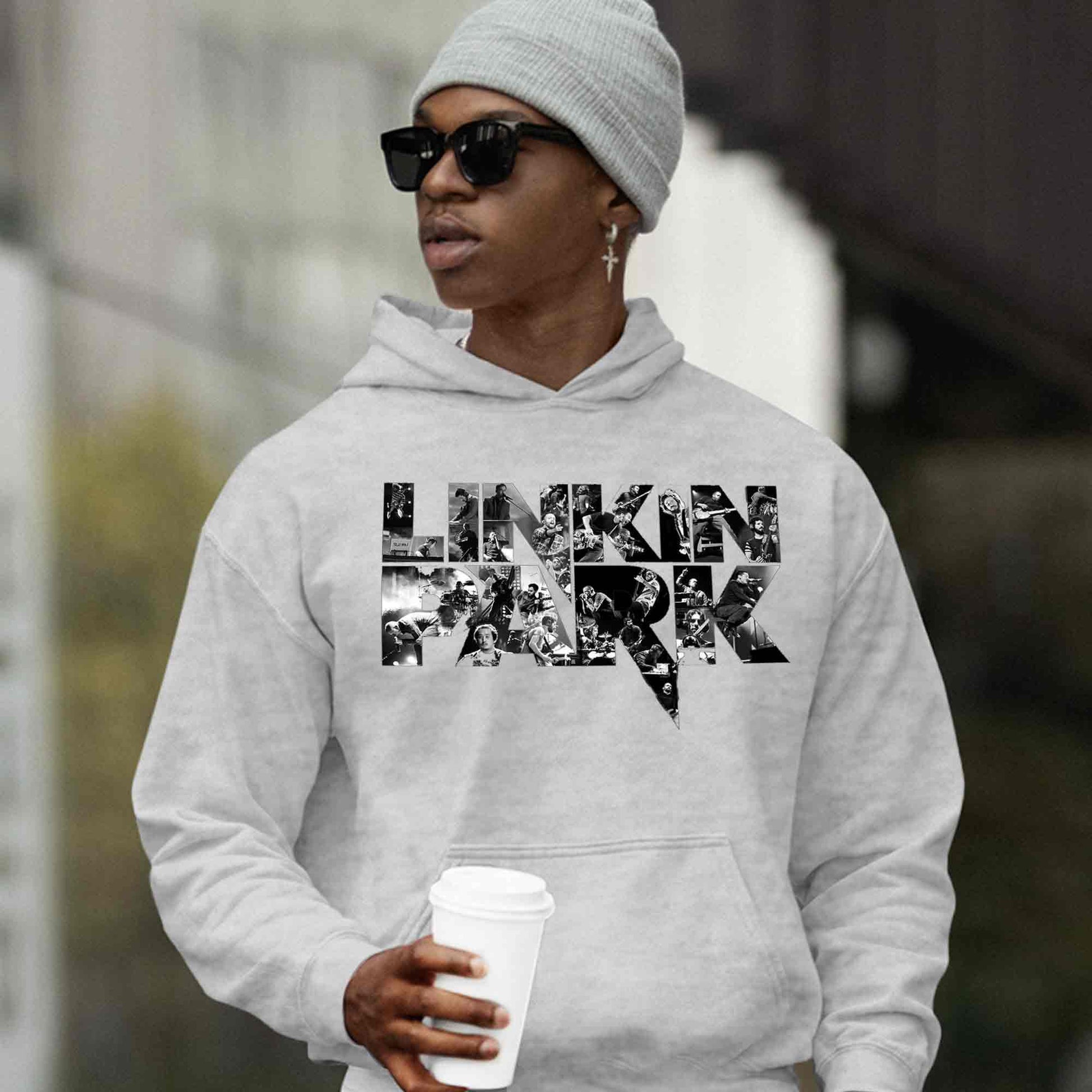 linkin park fan art hoodie hooded sweatshirt winterwear music band buy online usa united states of america the banyan tee tbt men women girls boys unisex gray