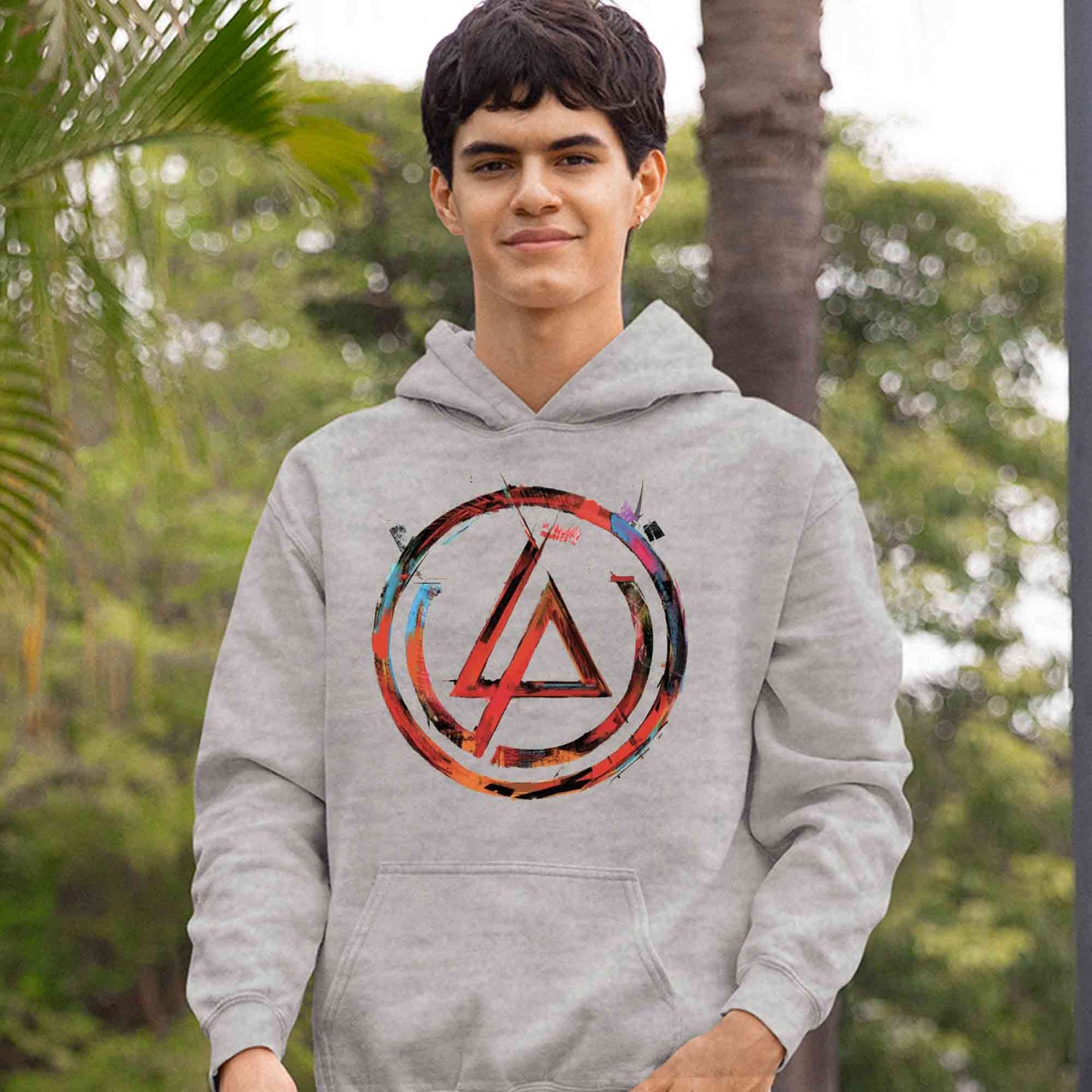 linkin park artwork hoodie hooded sweatshirt winterwear music band buy online united states usa the banyan tee tbt men women girls boys unisex gray