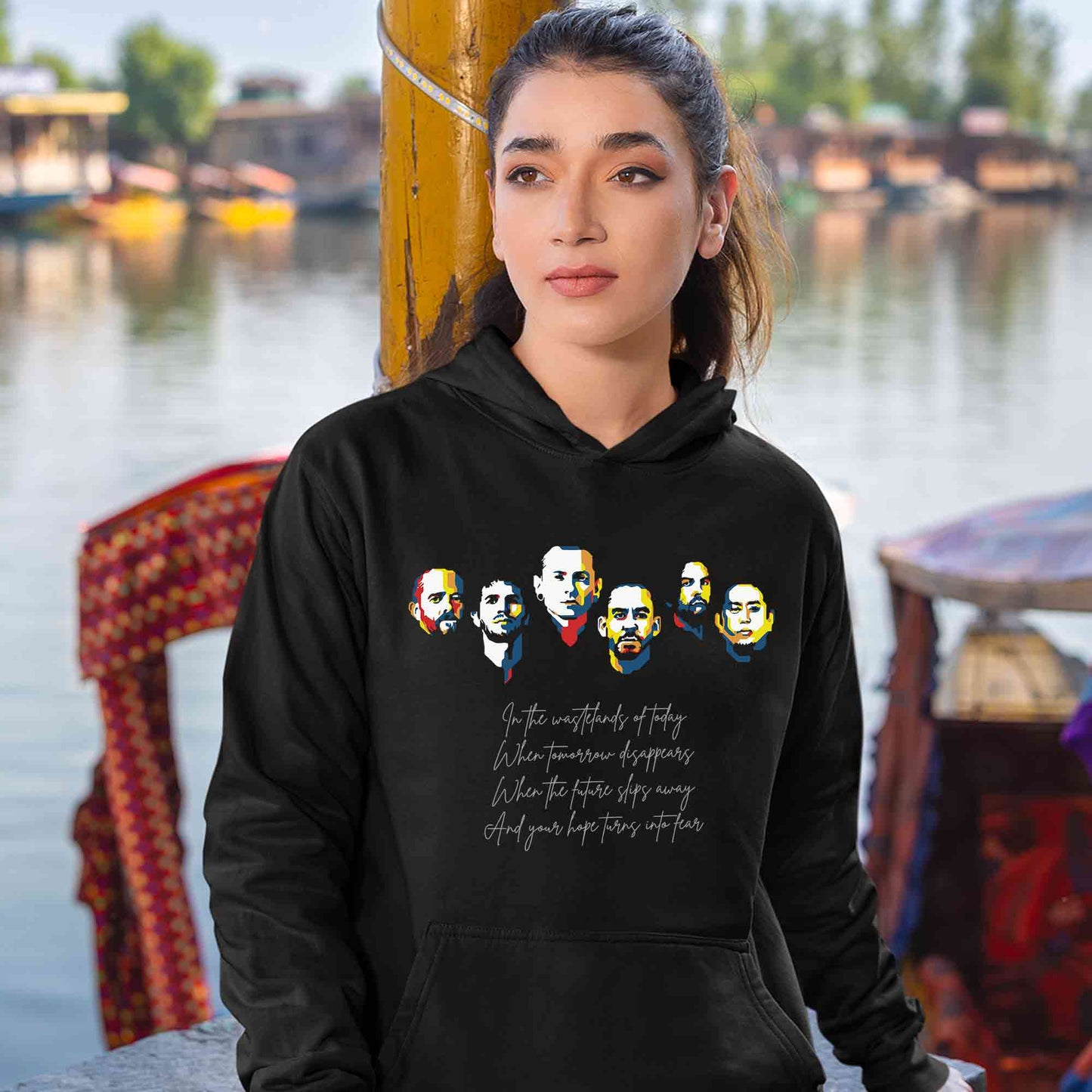 linkin park wastelands hoodie hooded sweatshirt winterwear music band buy online united states usa the banyan tee tbt men women girls boys unisex black