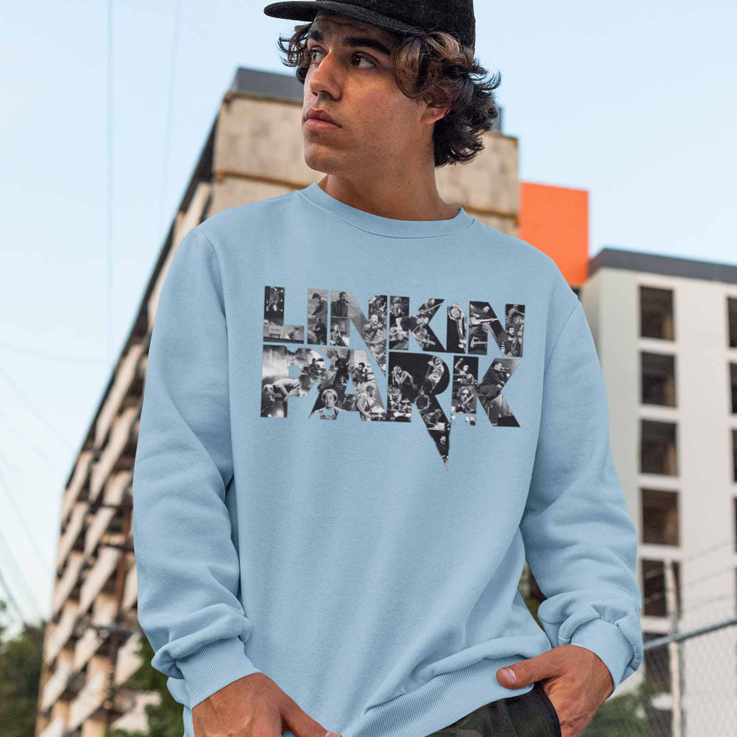 linkin park fan art sweatshirt upper winterwear music band buy online united states of america usa the banyan tee tbt men women girls boys unisex baby blue