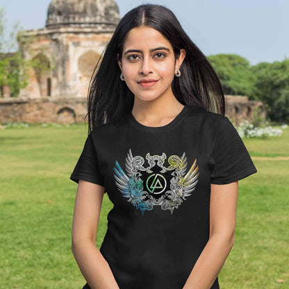 linkin park emblem t-shirt music band buy online united states of america usa the banyan tee tbt men women girls boys unisex black