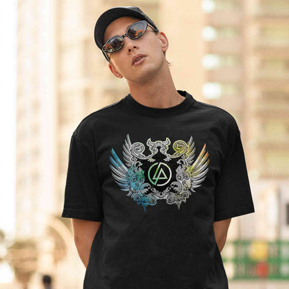 linkin park emblem t-shirt music band buy online united states of america usa the banyan tee tbt men women girls boys unisex black