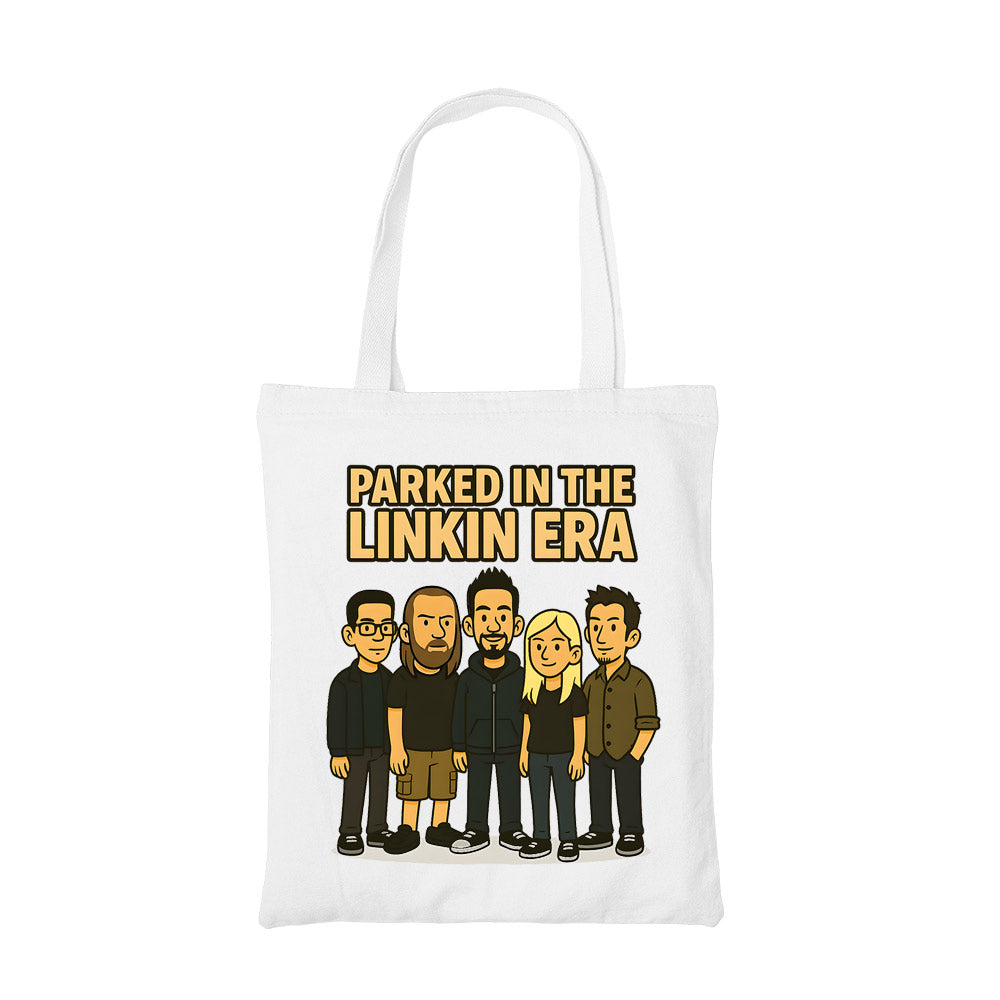 linkin park parked in the linkin era tote bag cotton printed music band buy online united states usa the banyan tee tbt men women girls boys unisex