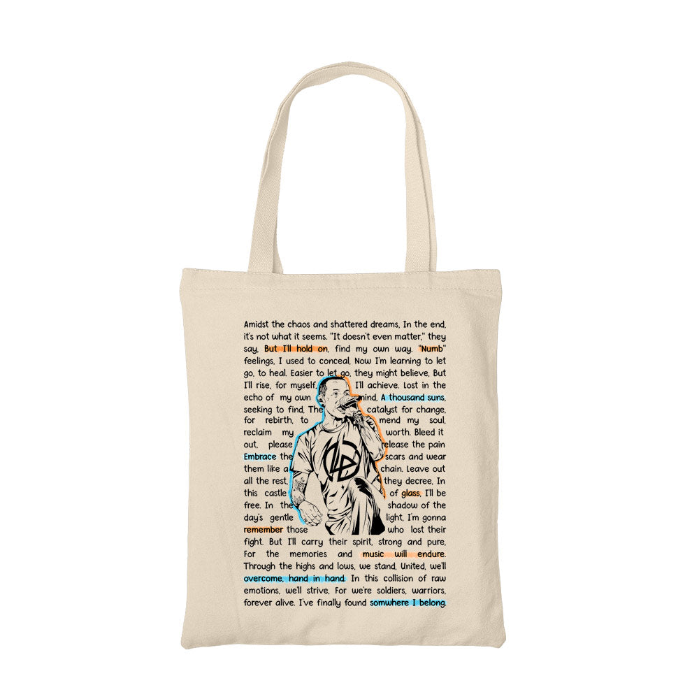 linkin park song story tote bag hand printed cotton women men unisex