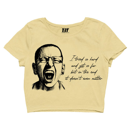 linkin park in the end crop top music band buy online united states of america usa the banyan tee tbt men women girls boys unisex beige