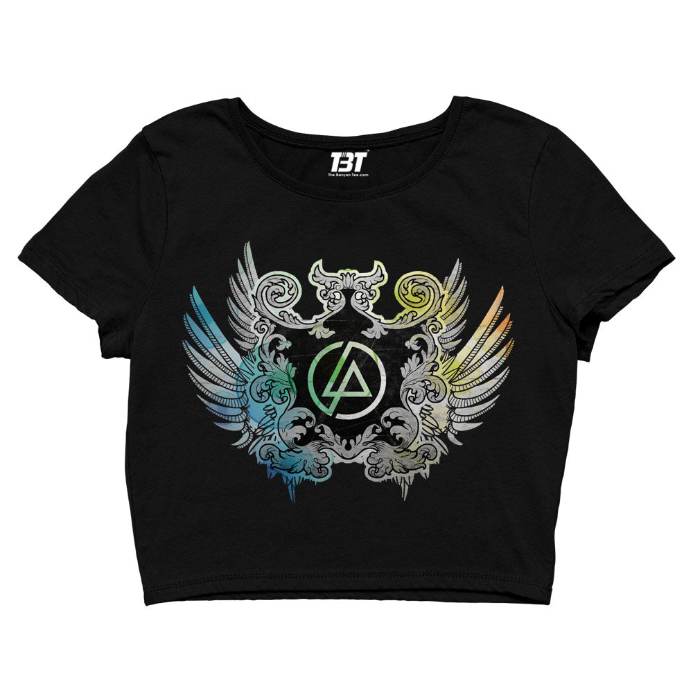 linkin park emblem crop top music band buy online united states of america usa the banyan tee tbt men women girls boys unisex black