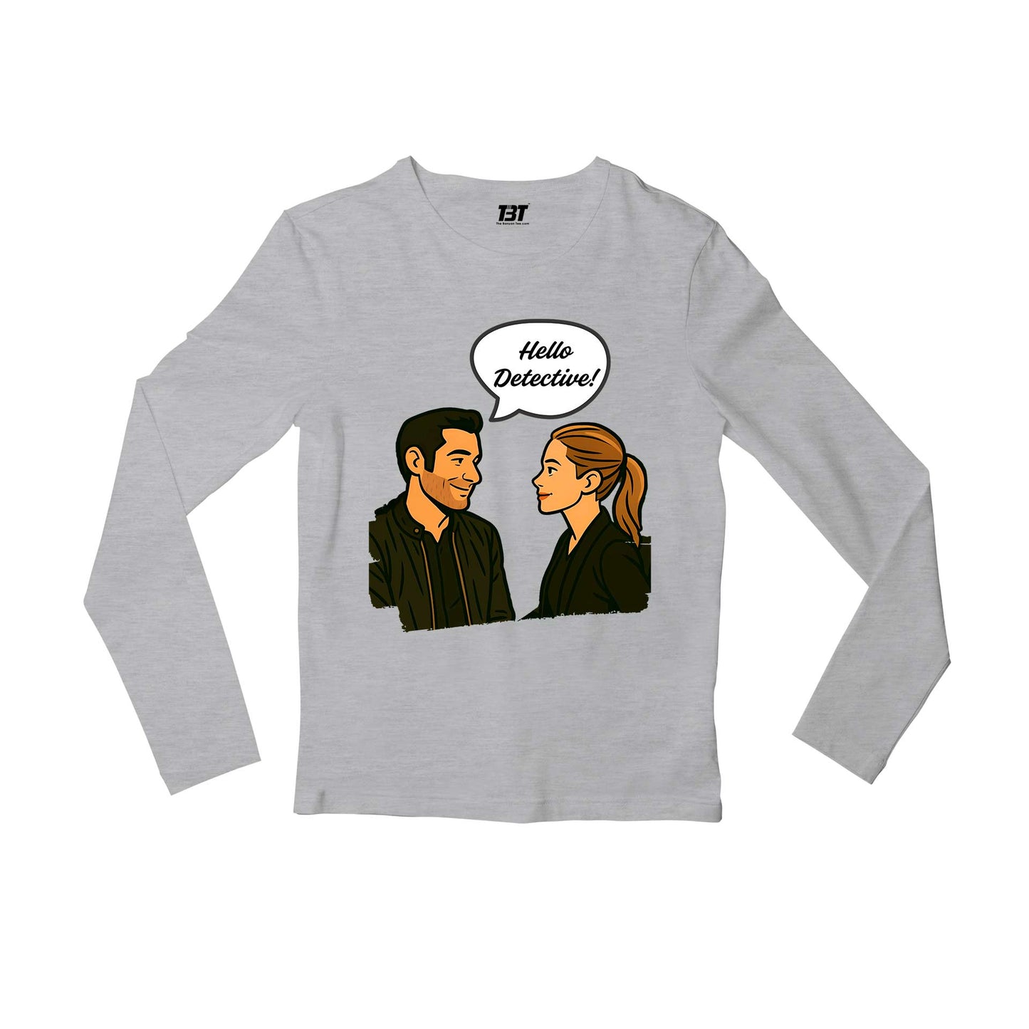 lucifer hello detective full sleeves long sleeves tv & movies buy online india the banyan tee tbt men women girls boys unisex gray