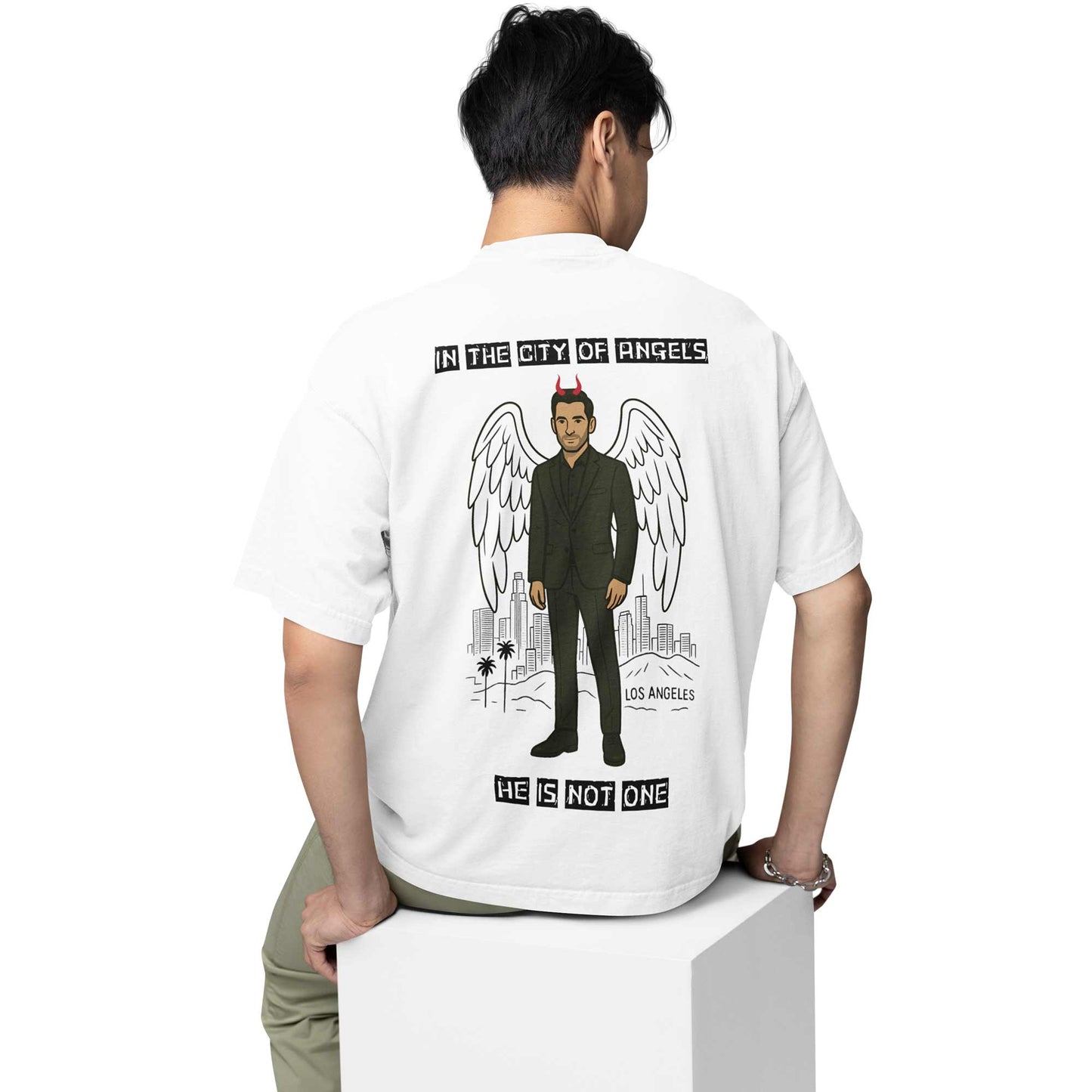 lucifer oversized t shirt white tv show tv series
