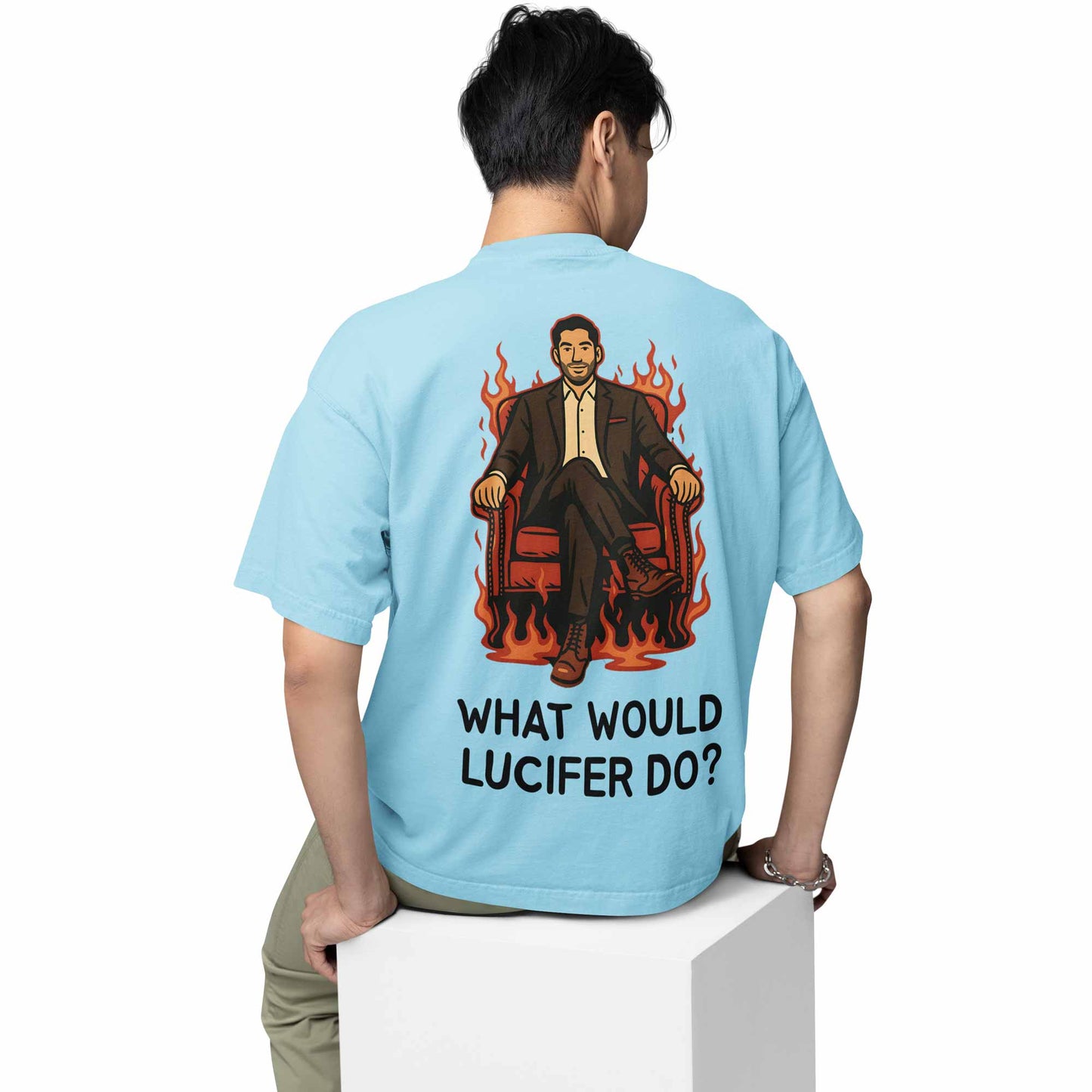 lucifer oversized t shirt baby blue tv show tv series