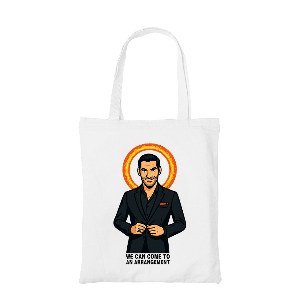 lucifer what would lucifer do? tote bag hand printed cotton women men unisex
