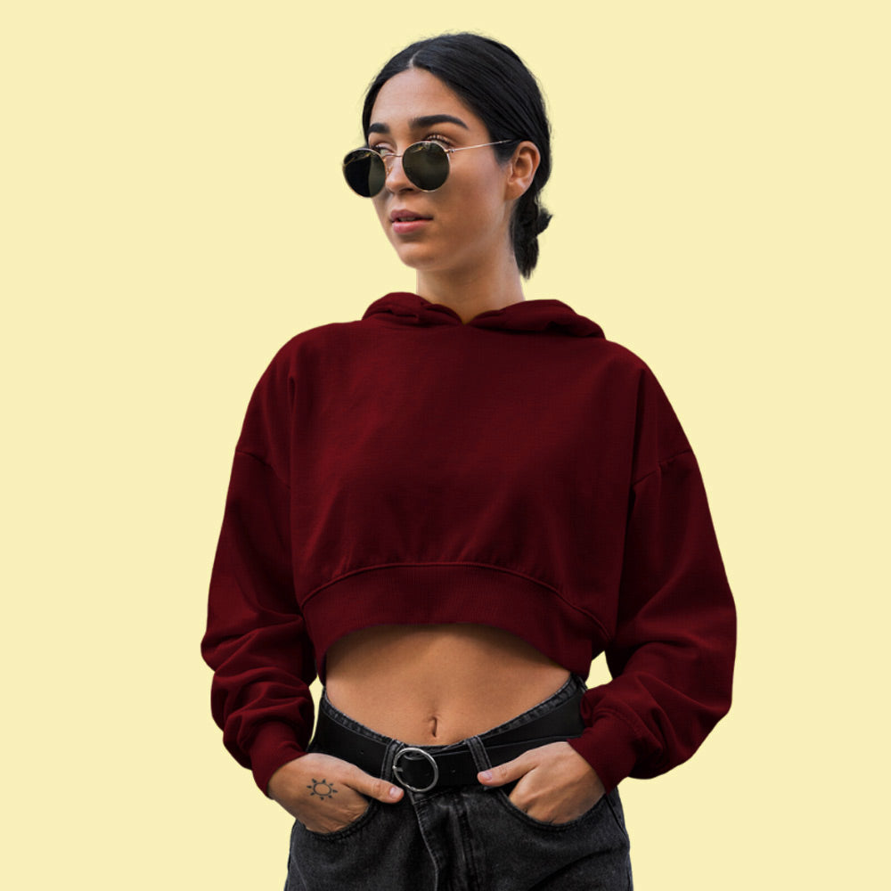 Maroon Crop Hoodie