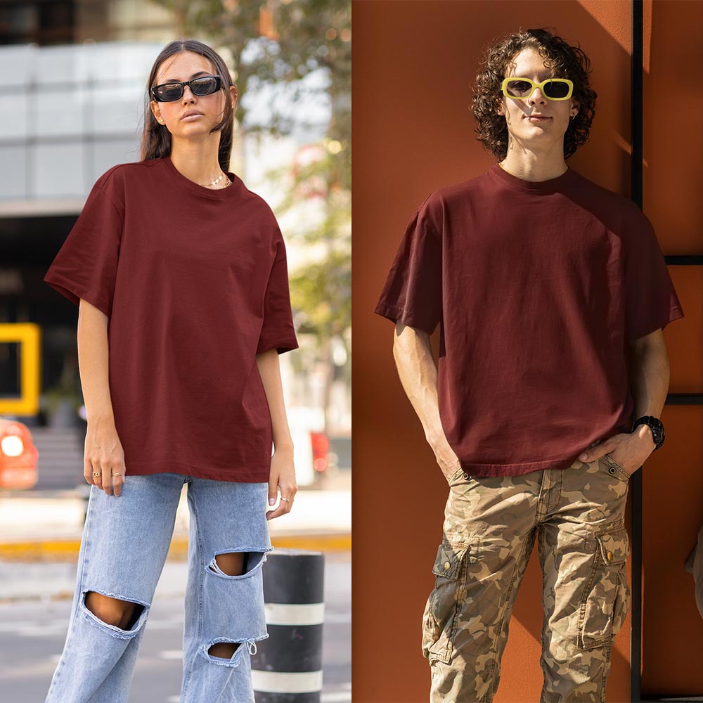 Maroon oversized t-shirt united states of america usa maroon t-shirt the banyan tee tbt basics buy plain tshirts united states of america usa for men women boys girls branded