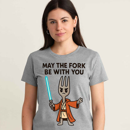 graphic may the fork be with you t-shirt printed graphic stylish buy online united states usa the banyan tee tbt men women girls boys unisex gray