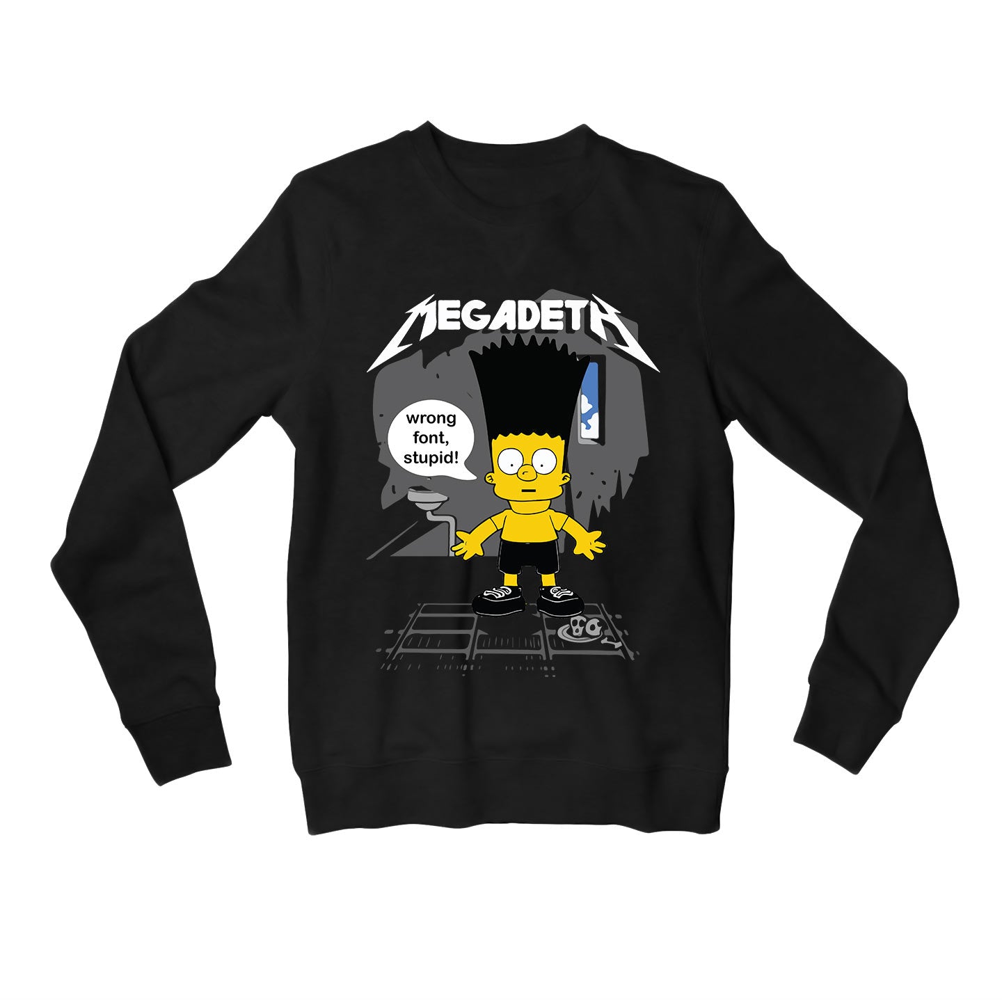 megadeth wrong font sweatshirt upper winterwear music band buy online united states of america usa the banyan tee tbt men women girls boys unisex black