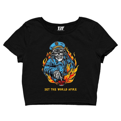 megadeth set the world afire crop top music band buy online united states of america usa the banyan tee tbt men women girls boys unisex black