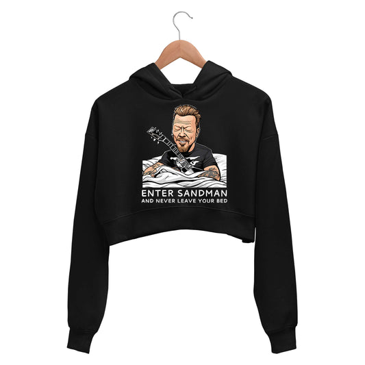 metallica enter sandman crop hoodie hooded sweatshirt upper winterwear music band buy online india the banyan tee tbt men women girls boys unisex black