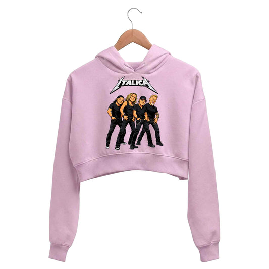 metallica italica crop hoodie hooded sweatshirt upper winterwear music band buy online united states usa the banyan tee tbt men women girls boys unisex baby pink 
