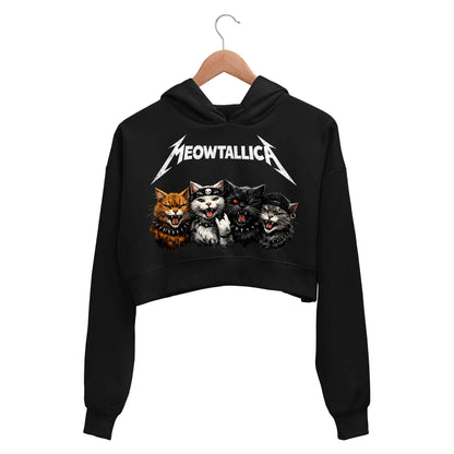 metallica meowtallica crop hoodie hooded sweatshirt upper winterwear music band buy online united states usa the banyan tee tbt men women girls boys unisex black 