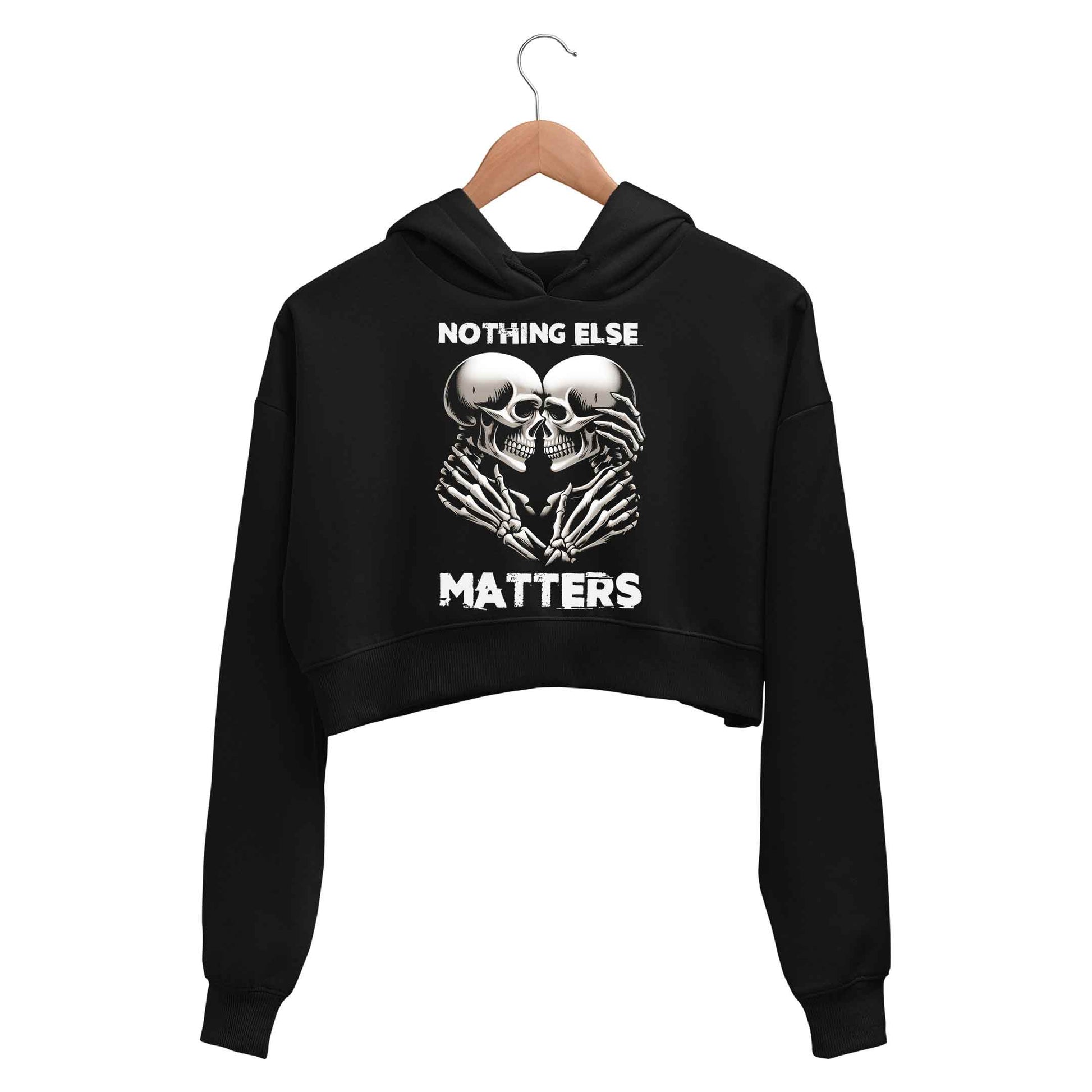 metallica nothing else matters crop hoodie hooded sweatshirt upper winterwear music band buy online united states usa the banyan tee tbt men women girls boys unisex black 