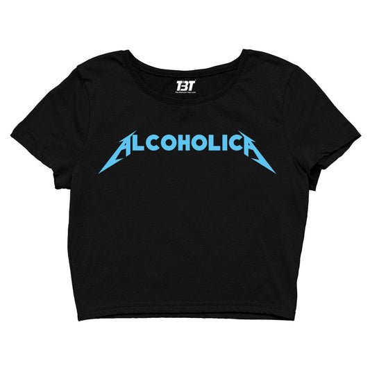 metallica alcoholica crop top music band buy online united states usa the banyan tee tbt men women girls boys unisex s 