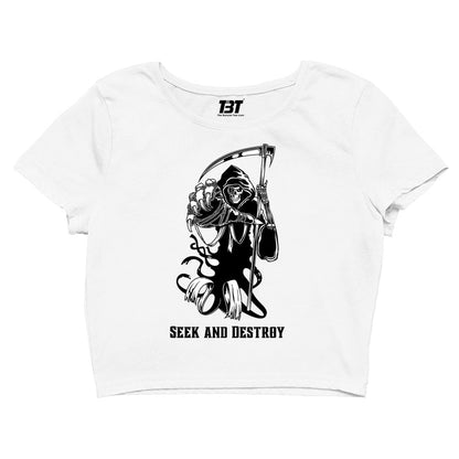 metallica seek & destroy crop top music band buy online united states of america usa the banyan tee tbt men women girls boys unisex xs