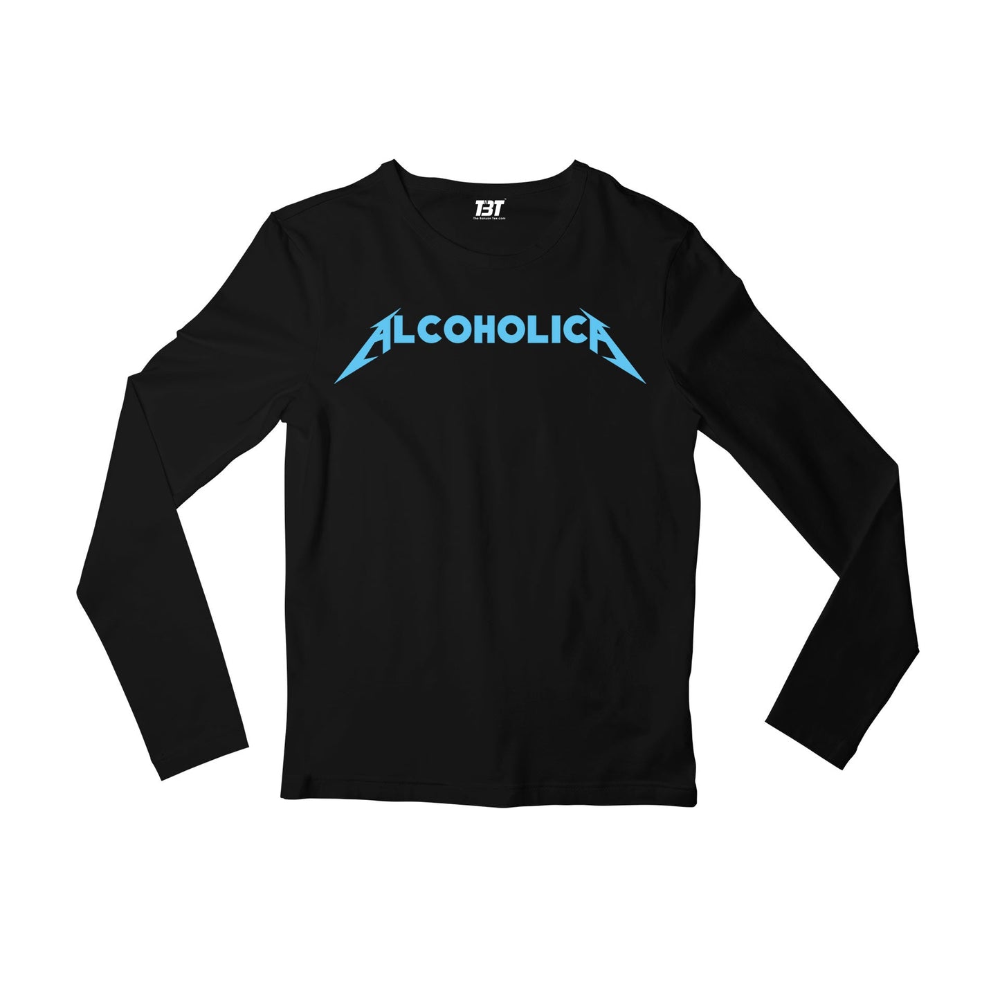 metallica alcoholica full sleeves long sleeves music band buy online united states usa the banyan tee tbt men women girls boys unisex black 