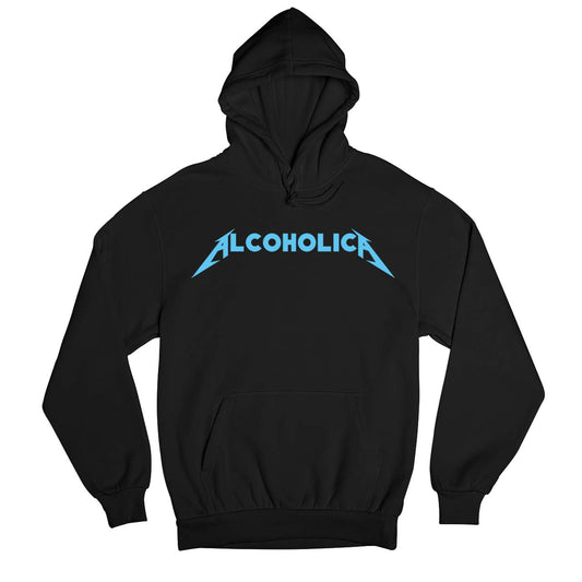 metallica alcoholica hoodie hooded sweatshirt winterwear music band buy online united states usa the banyan tee tbt men women girls boys unisex black 